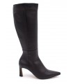 Bota alta en piel negra para mujer