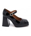 Zapato merceditas con tacón en piel negra