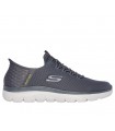 Deportivo de cordones elásticos en color gris 