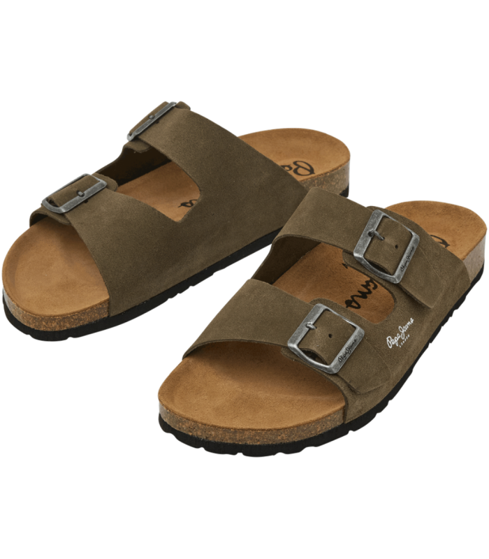 Sandalias para caballero en serraje verde