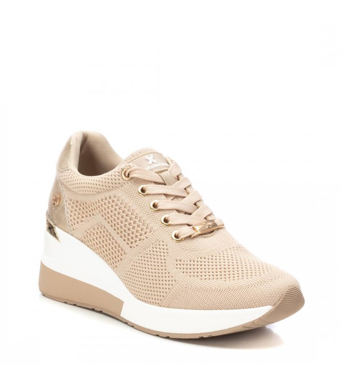 Deportivos mujer beige Xti cuña y cordones
