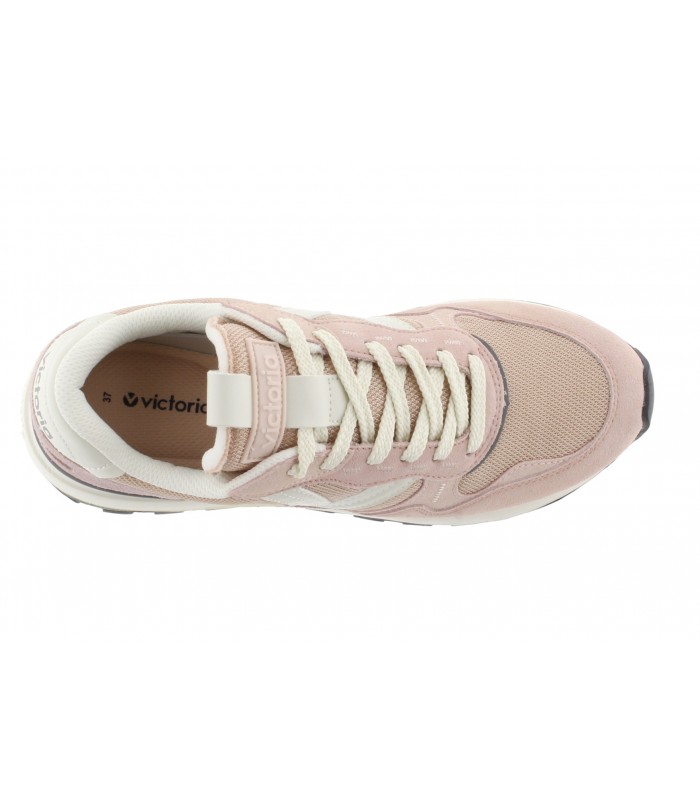 Deportiva mujer Victoria rosa cordones logotipo blanco