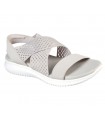 Sandalia Skechers tiras cruzadas taupe mujer