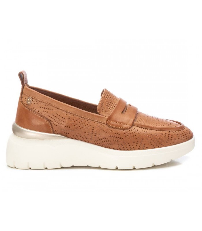 Mocasín Carmela camel plataforma piel natural