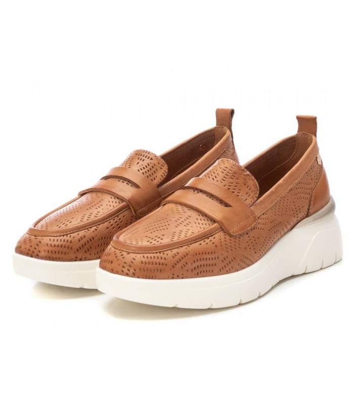 Mocasín Carmela camel plataforma piel natural