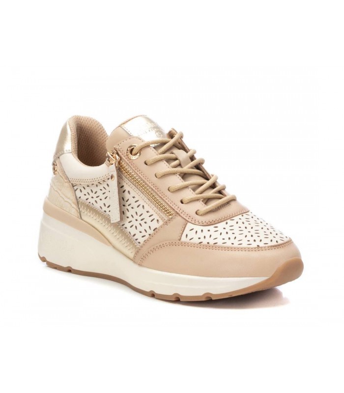 Deportivo Carmela piel beige cordones cremallera lateral mujer