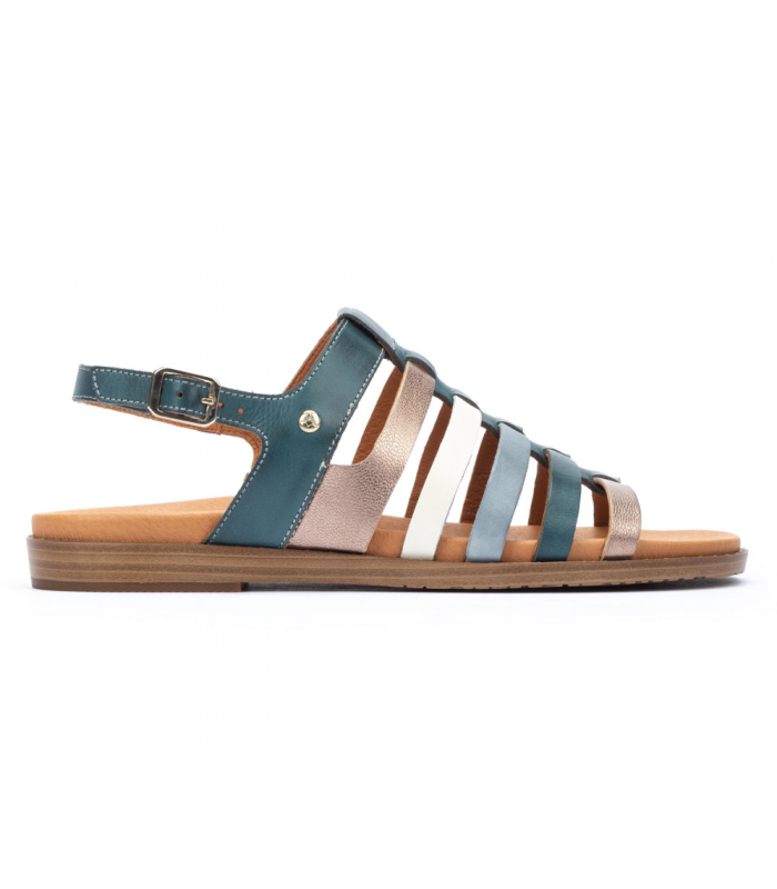 Sandalia mujer Pikolinos azul tiras blancas