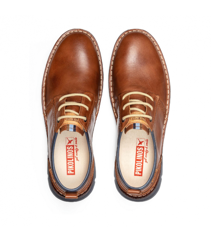 Zapato hombre piel cuero, horma lisa, brillante
