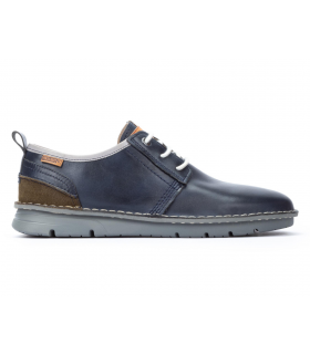 Zapato cordones azul, piel natural y cómodo