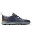 Zapato cordones azul, piel natural y cómodo