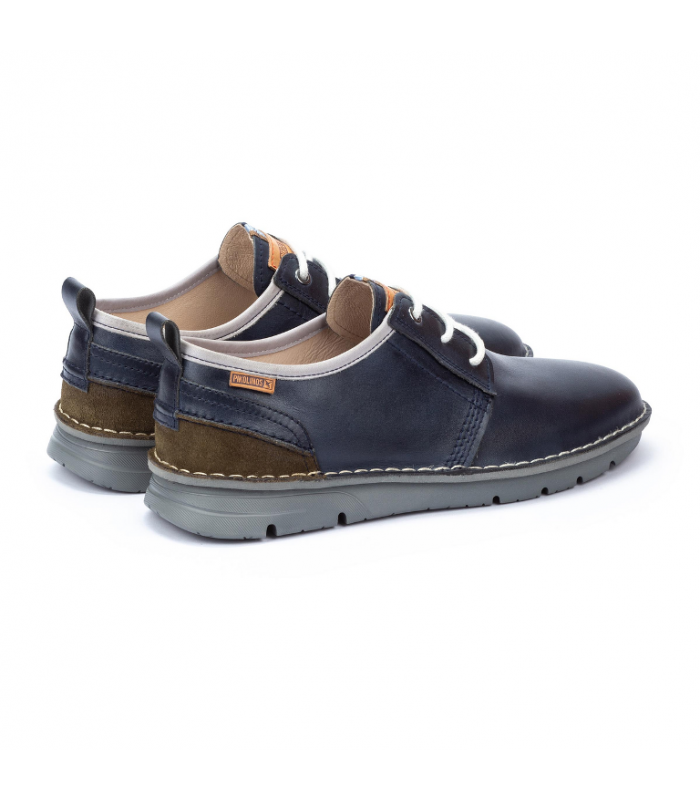 Zapato cordones azul, piel natural y cómodo
