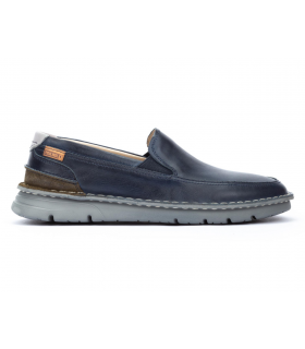 Mocasín azul, elásticos empeine, piel vacuno