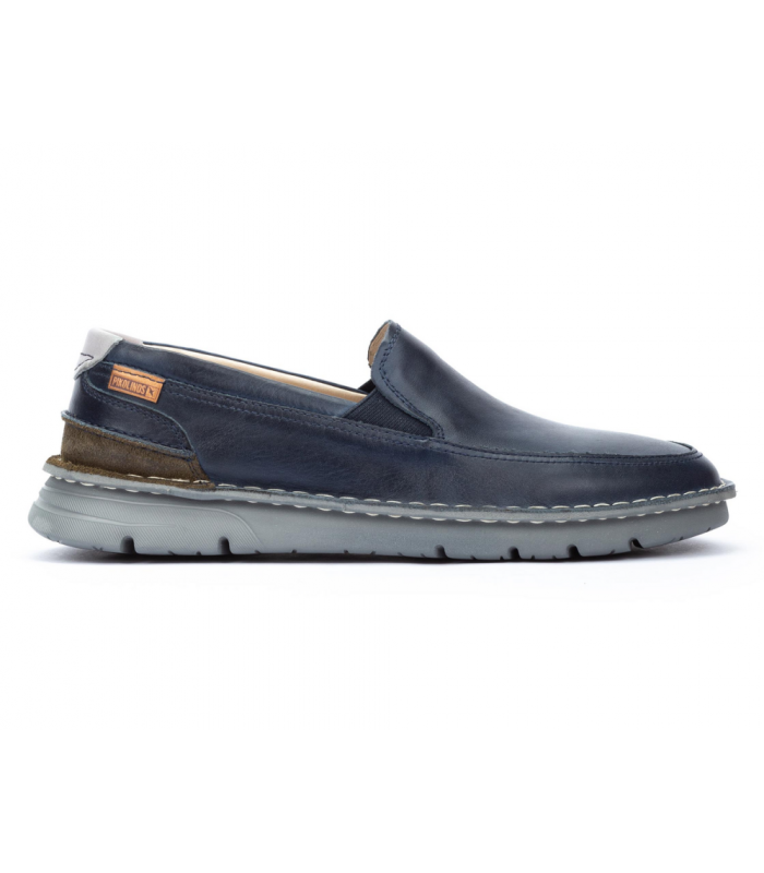 Mocasín azul, elásticos empeine, piel vacuno