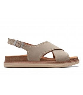 Sandalia sport en piel nobuk piedra.