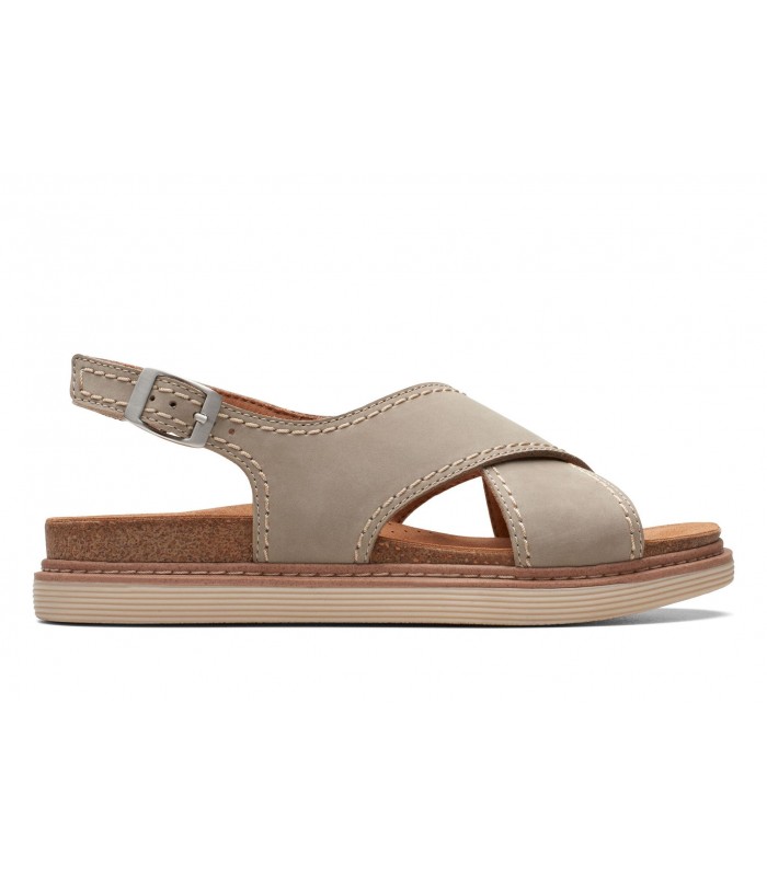 Sandalia sport en piel nobuk piedra.