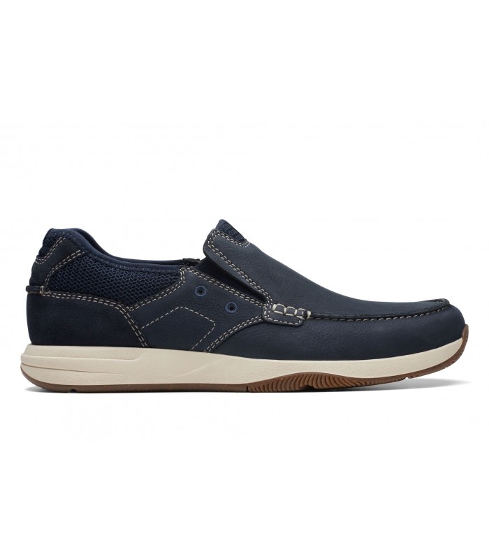 Mocasín náutico hombre, piel azul marino.