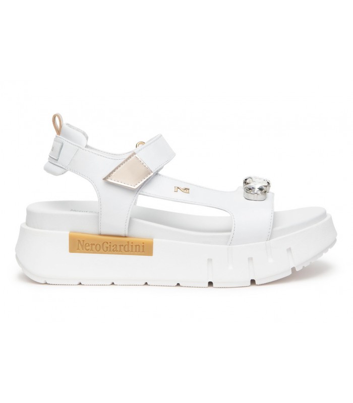 Sandalia cómoda blanca con piedras