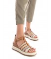 Sandalia cuña camel con tiras