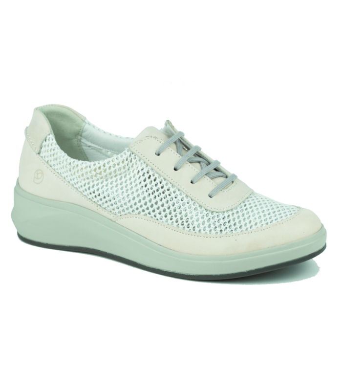 Deportivo de piel calada en color blanco