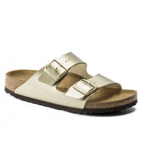 Sandalias de dos hebillas en metalizado oro 