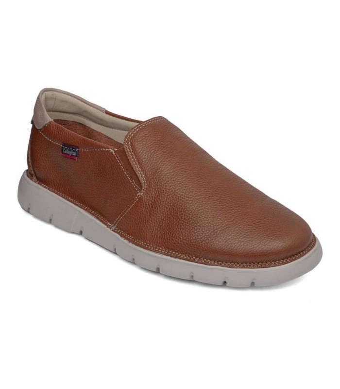 Mocasín en piel cuero de hombre