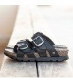 Sandalias de velcro en piel beige