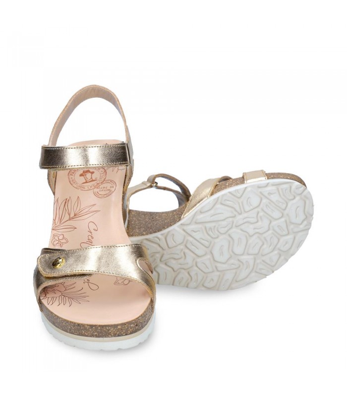 Sandalias de cuña en piel oro