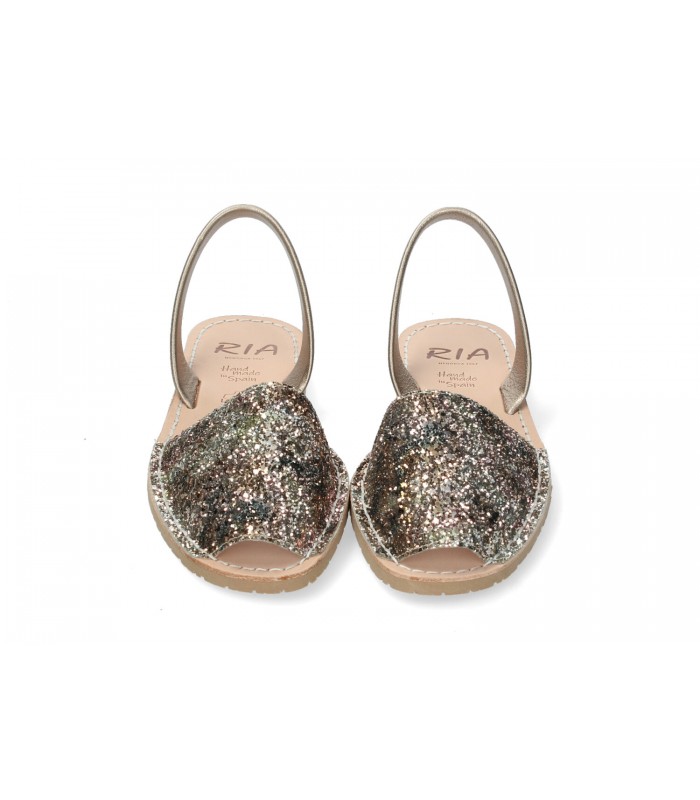 Sandalias en piel metalizada marrón