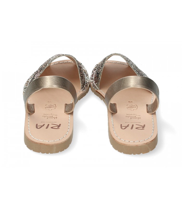 Sandalias en piel metalizada marrón