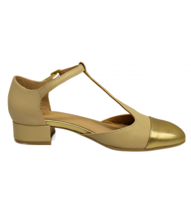 Zapatos en piel beige para mujer