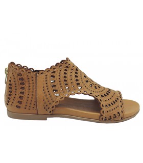 Sandalias abotinadas en piel cuero