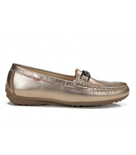 Zapato mocasín en piel champan para mujer