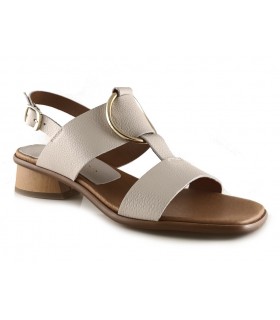 Sandalia en piel beig para mujer