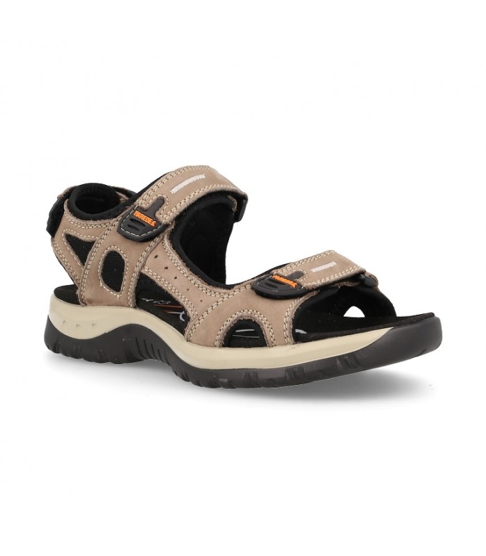 Sandalias para mujer en color marrón claro con cierre de velcro