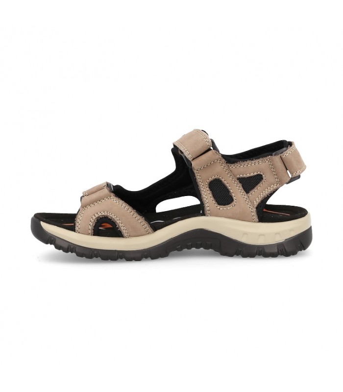 Sandalias para mujer en color marrón claro con cierre de velcro