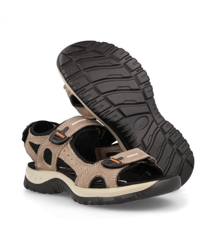Sandalias para mujer en color marrón claro con cierre de velcro
