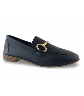 Mocasines de mujer en piel azul marino