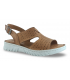 Sandalias en piel marrón de cuña