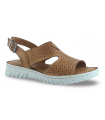 Sandalias en piel marrón de cuña