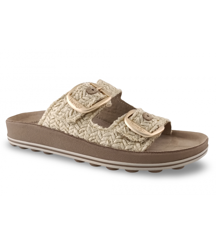 Sandalias en beige de rafia para mujer