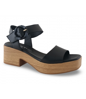 Sandalia para mujer en piel negra