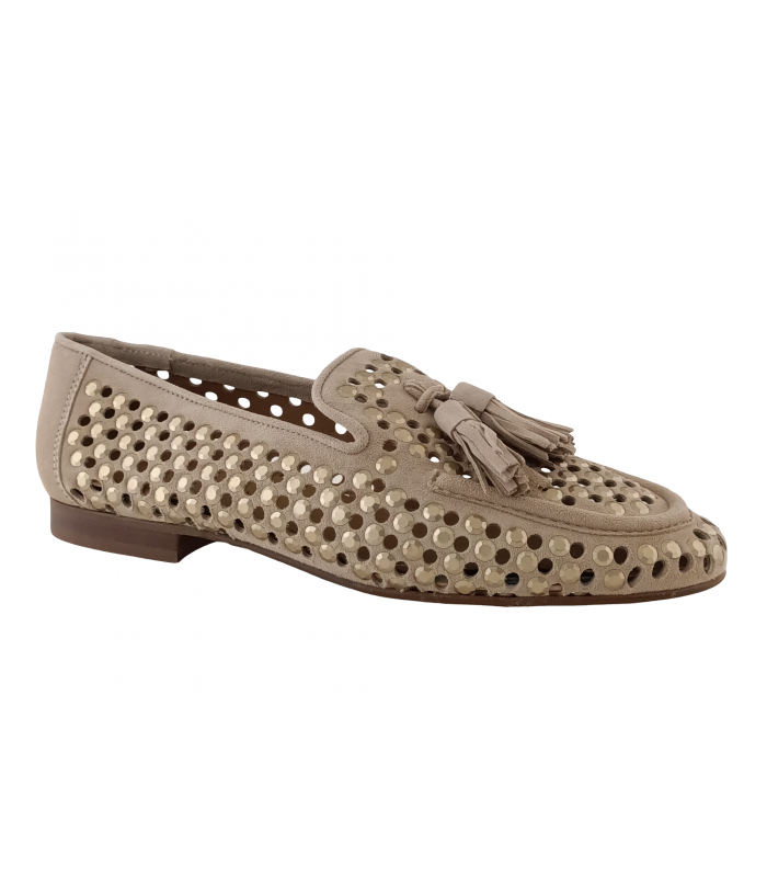 Mocasín para mujer en piel beige