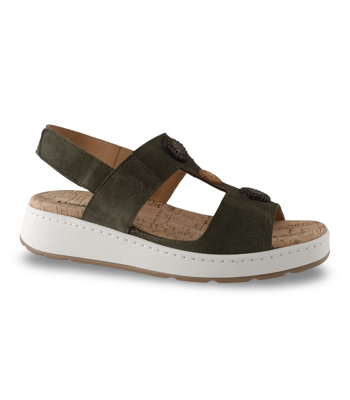Sandalia velcro talón kaki