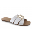 Sandalia plana piel blanco.