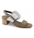 Sandalia tacón blanco y taupe PLUMERS.