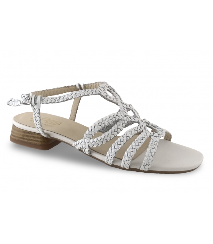 Sandalias en piel trenzada blanco