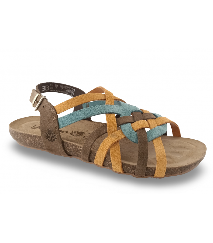 Sandalias bio en piel multicolor