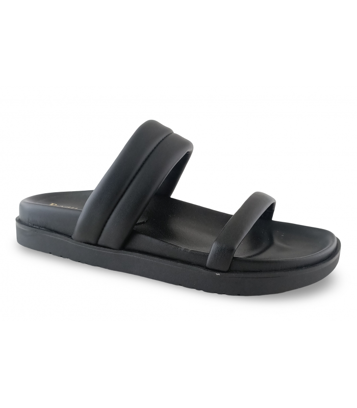 Sandalia plana en piel negra