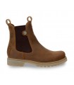 Botas estilo Chelsea en piel velour marrón con tiradores.