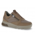 Deportivo taupe con cordones y cremallera lateral. Piel natural.
